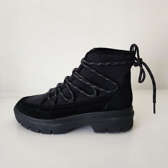 Dr. Scholl's Suede Lace up Bootie | 6 | Black Lightweight Water Repellant NEW - Picture 4 of 7